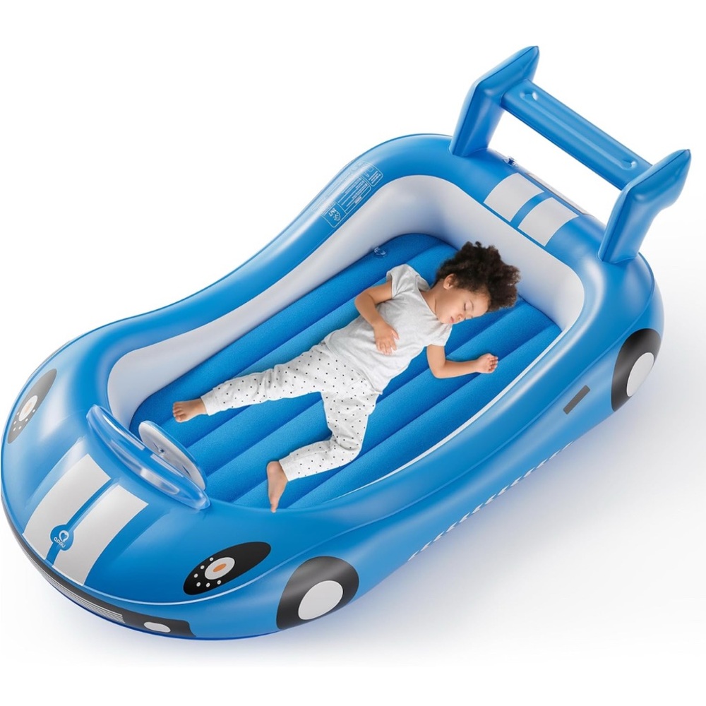 Blue Inflatable Car Bed for Kids